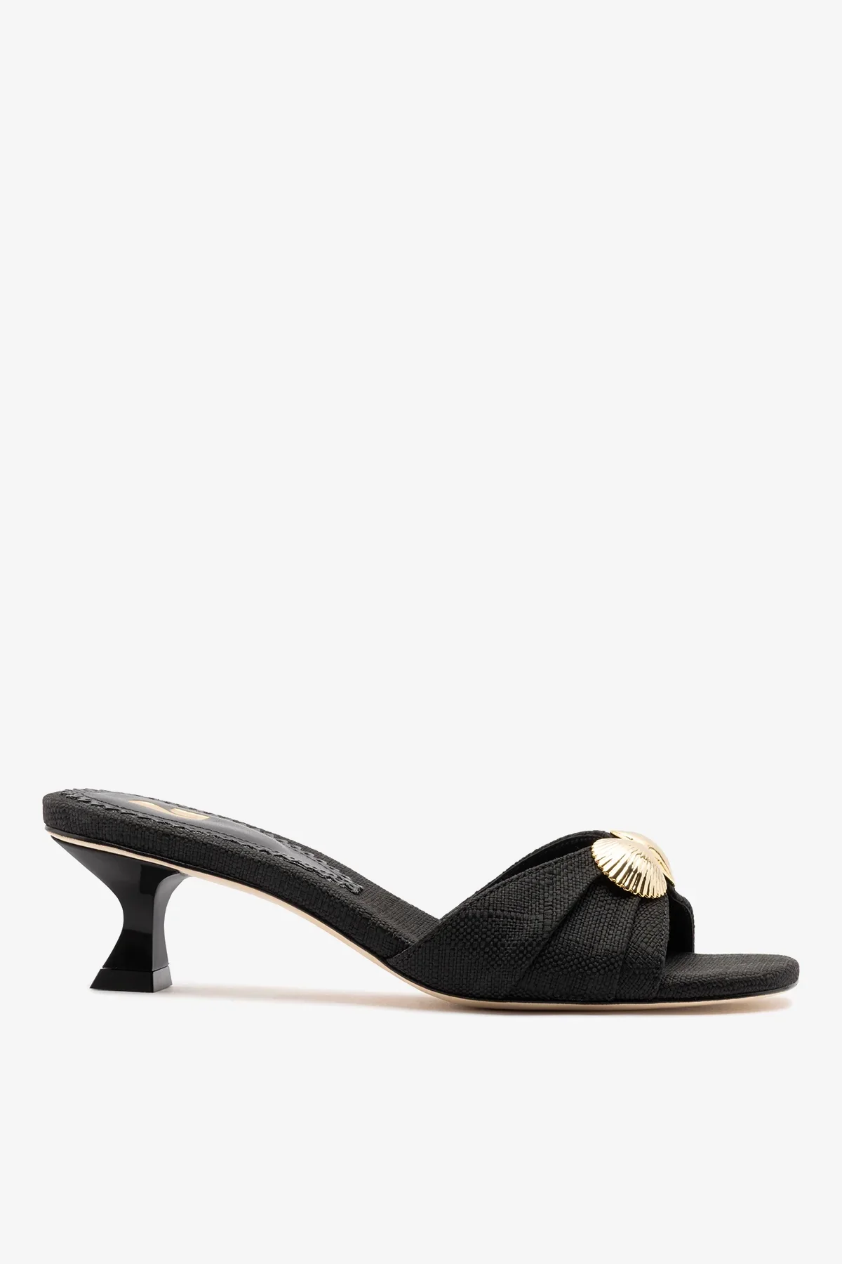 Mule Coquile Ráfia Preto