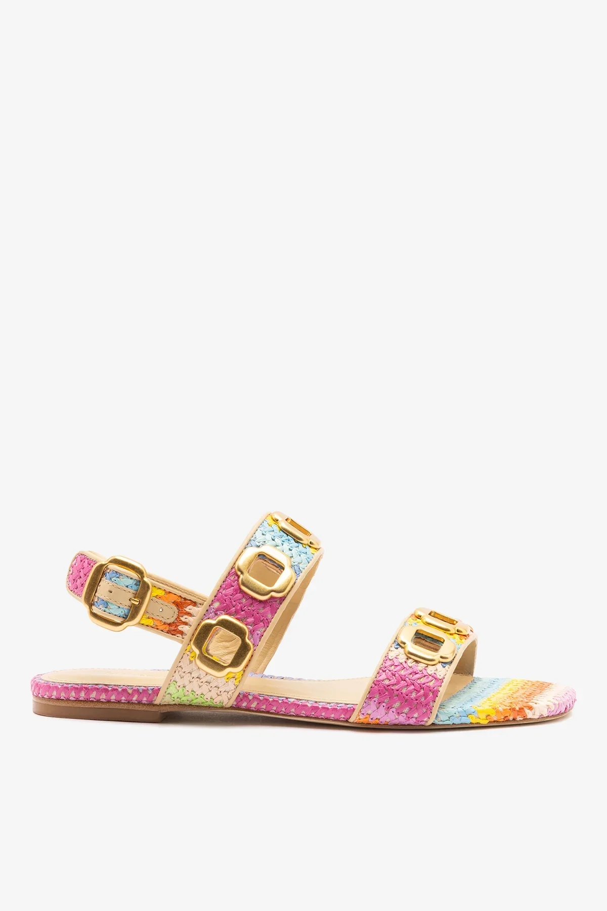 Sandália Flat Milan Ráfia Multicor