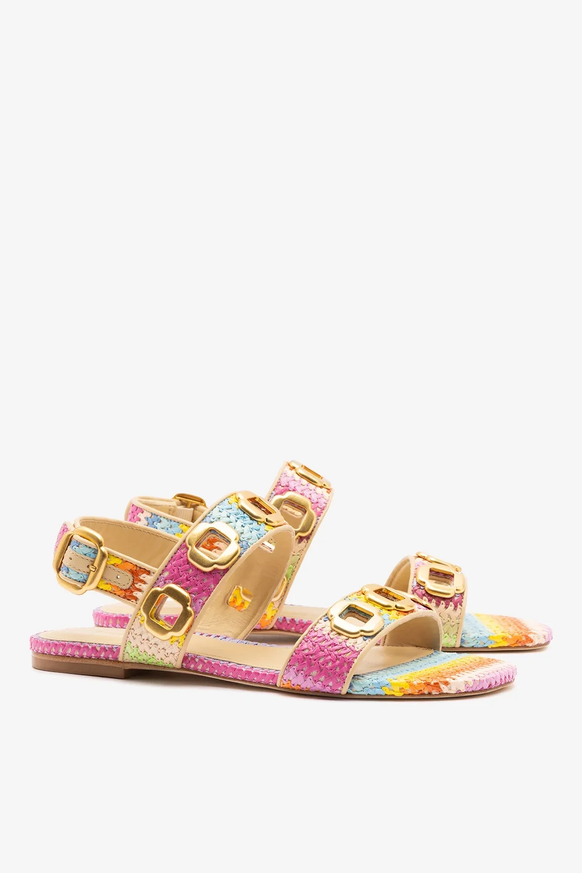 Sandália Flat Milan Ráfia Multicor - Image 3