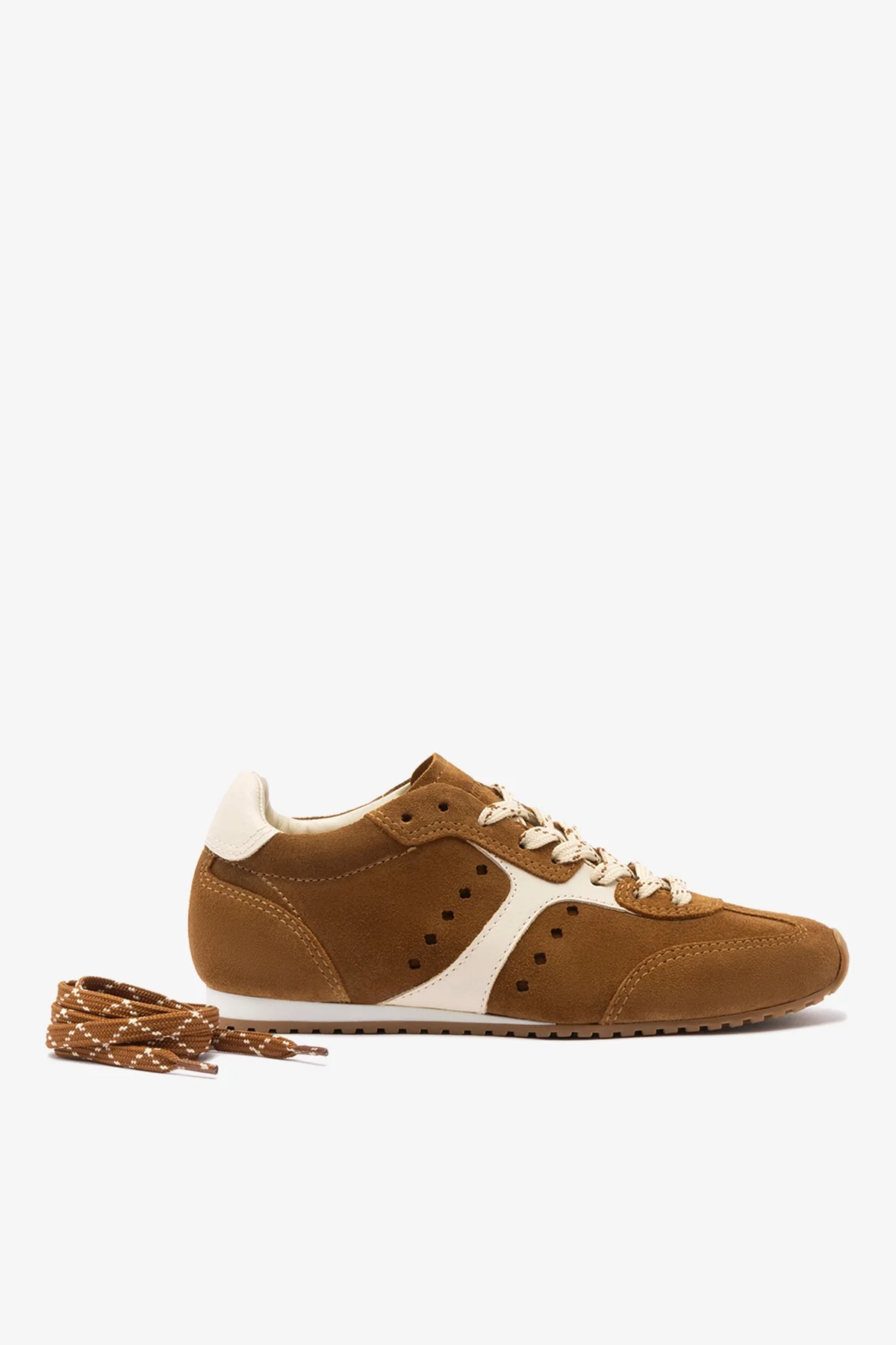 Tênis Stella Camurça Marrom e Couro Off White - Image 4