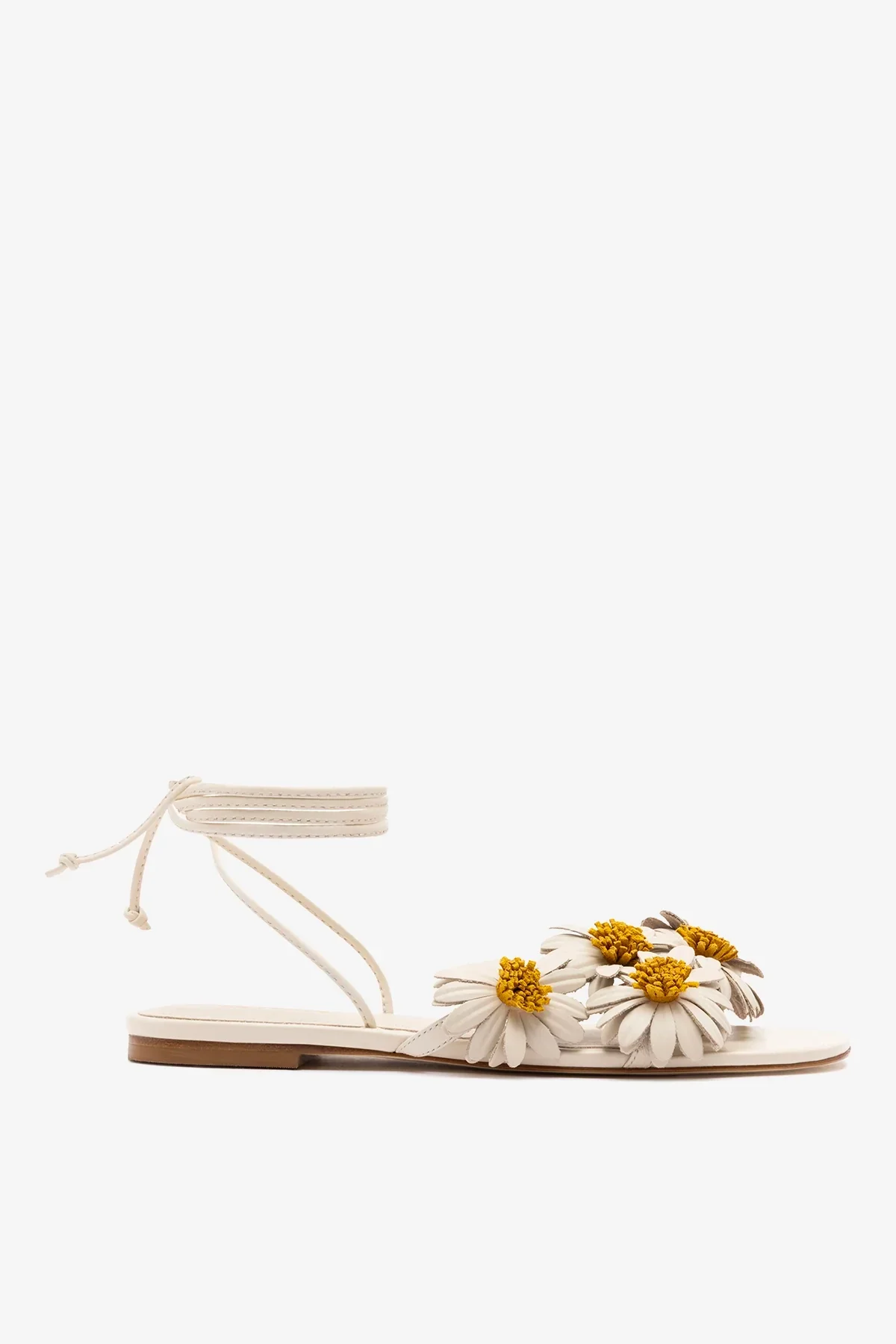 Sandália Flat Fiore Couro Off White