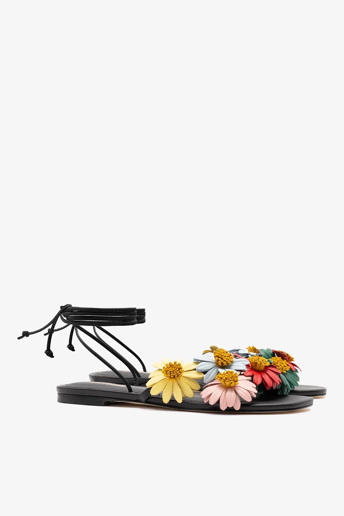 Sandália Flat Fiore Couro Preto - Image 3