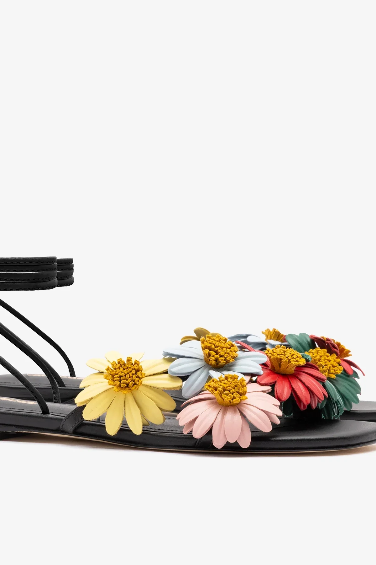 Sandália Flat Fiore Couro Preto - Image 4