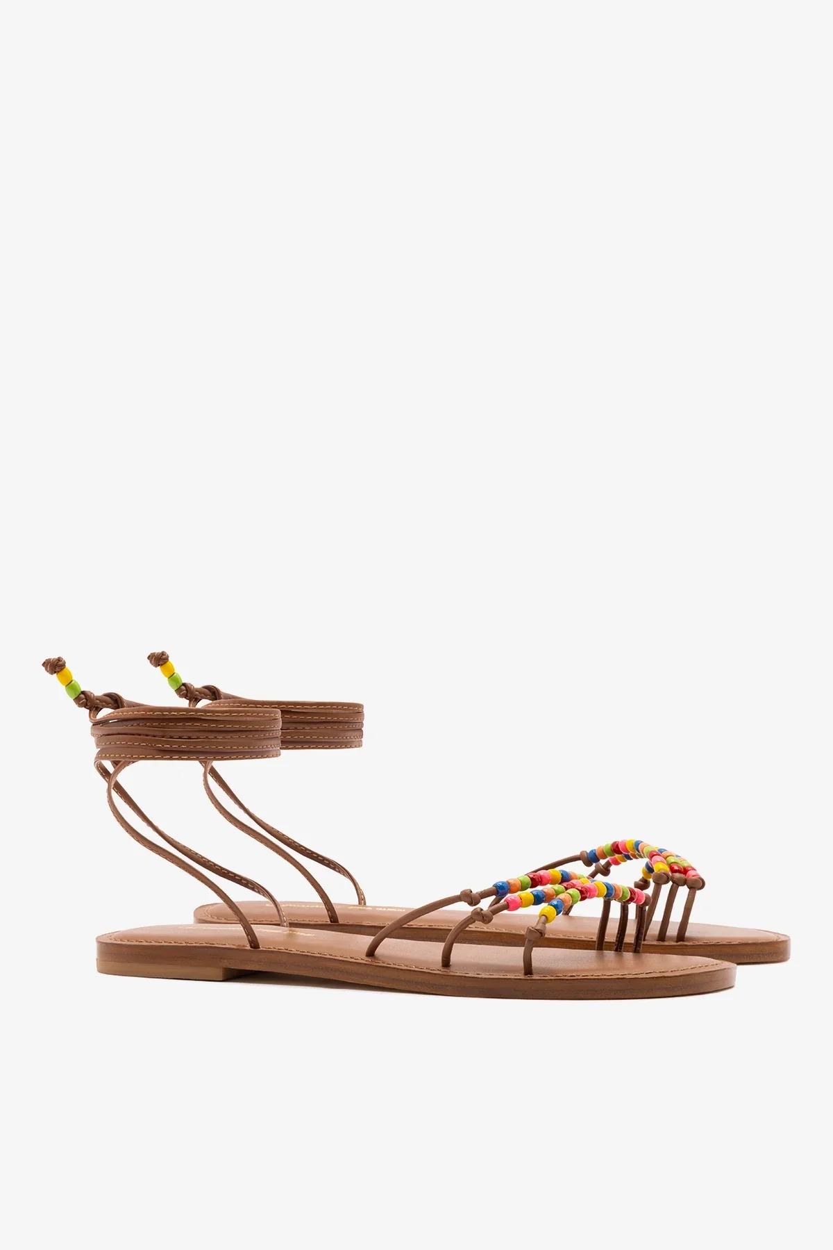 Larroudé x Ciao Lucia: Sandália Flat Susana Couro Caramelo - Image 3