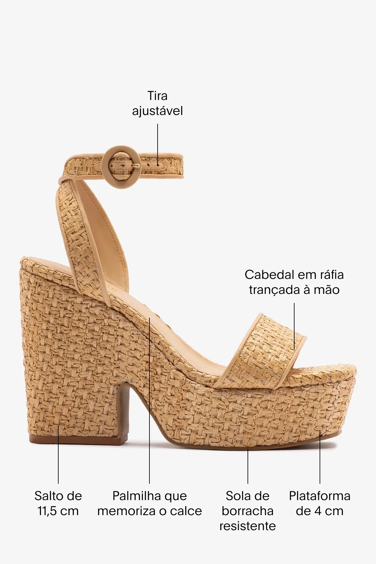 Sandália Plataforma Cher Strap Ráfia Natural - Image 5