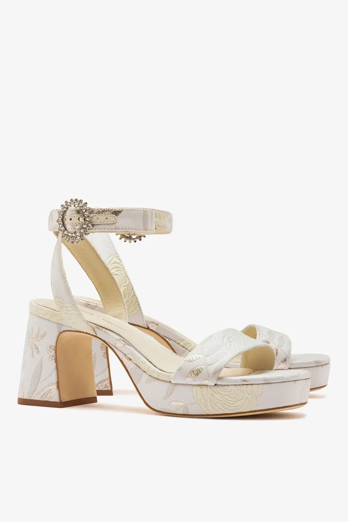 Larroudé x Markarian: Sandália Plataforma Dolly Low Brocado Off White - Image 3
