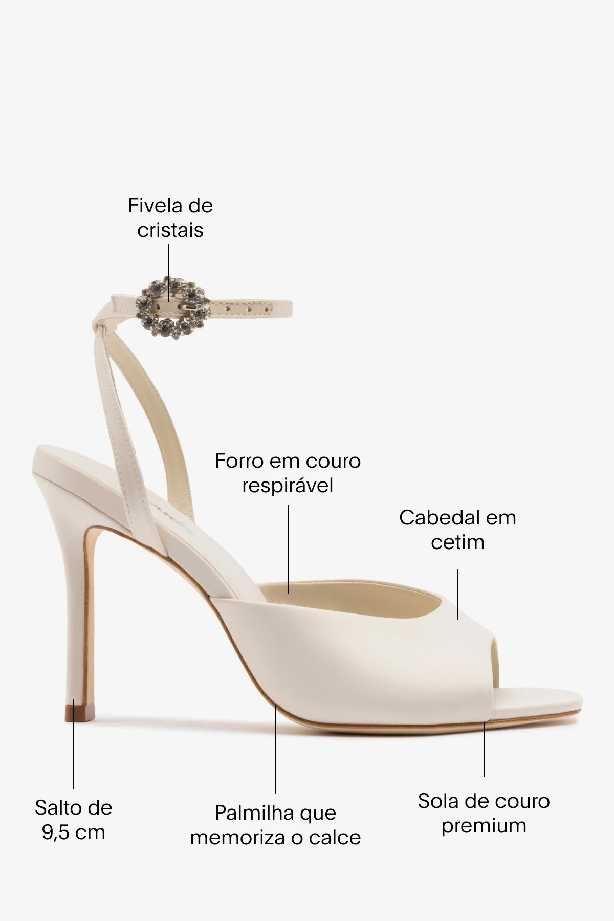 Sandália Jasmine Cetim Branco - Image 5