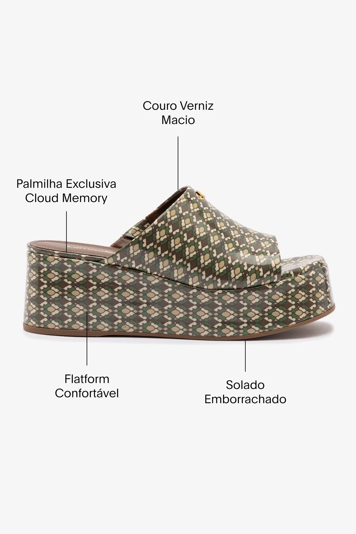Mule Charli Couro Verniz Estampado Verde - Image 5