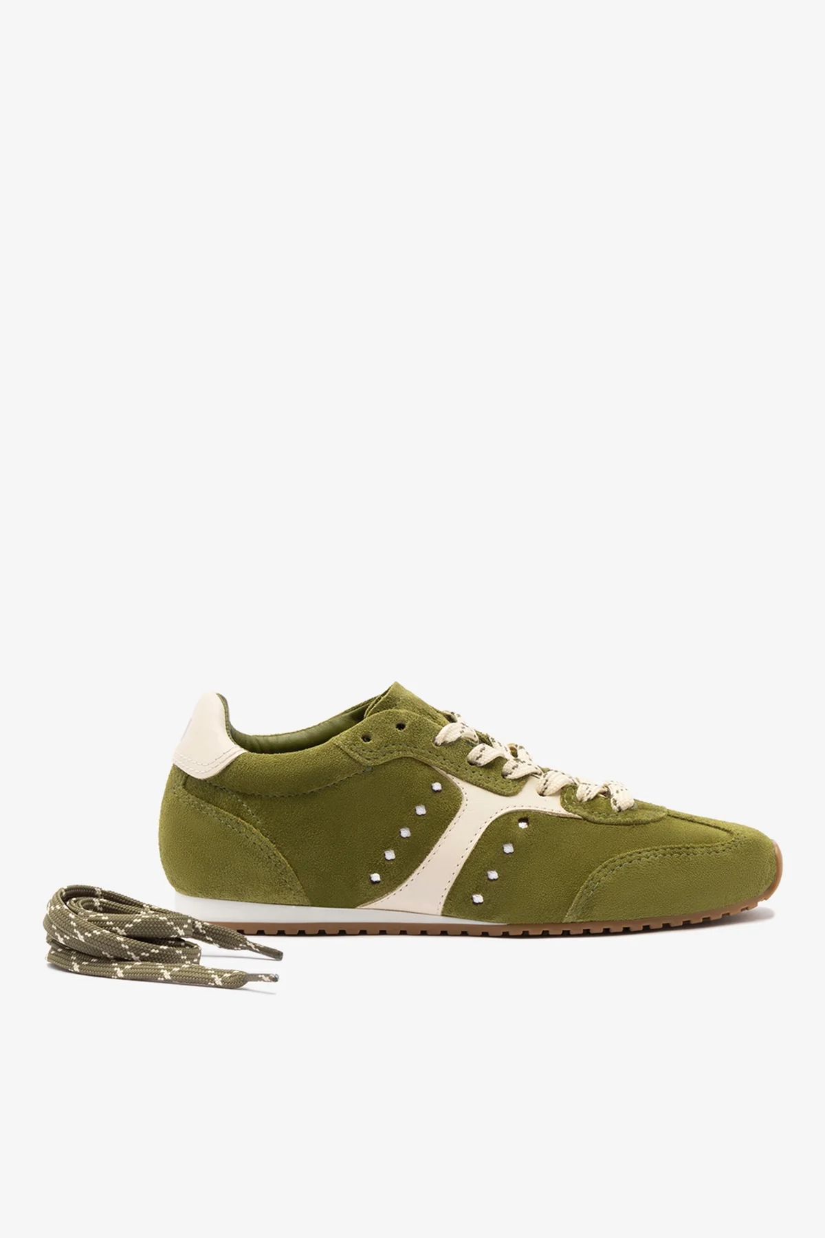 Tênis Stella Camurça Verde e Couro Off White - Image 7
