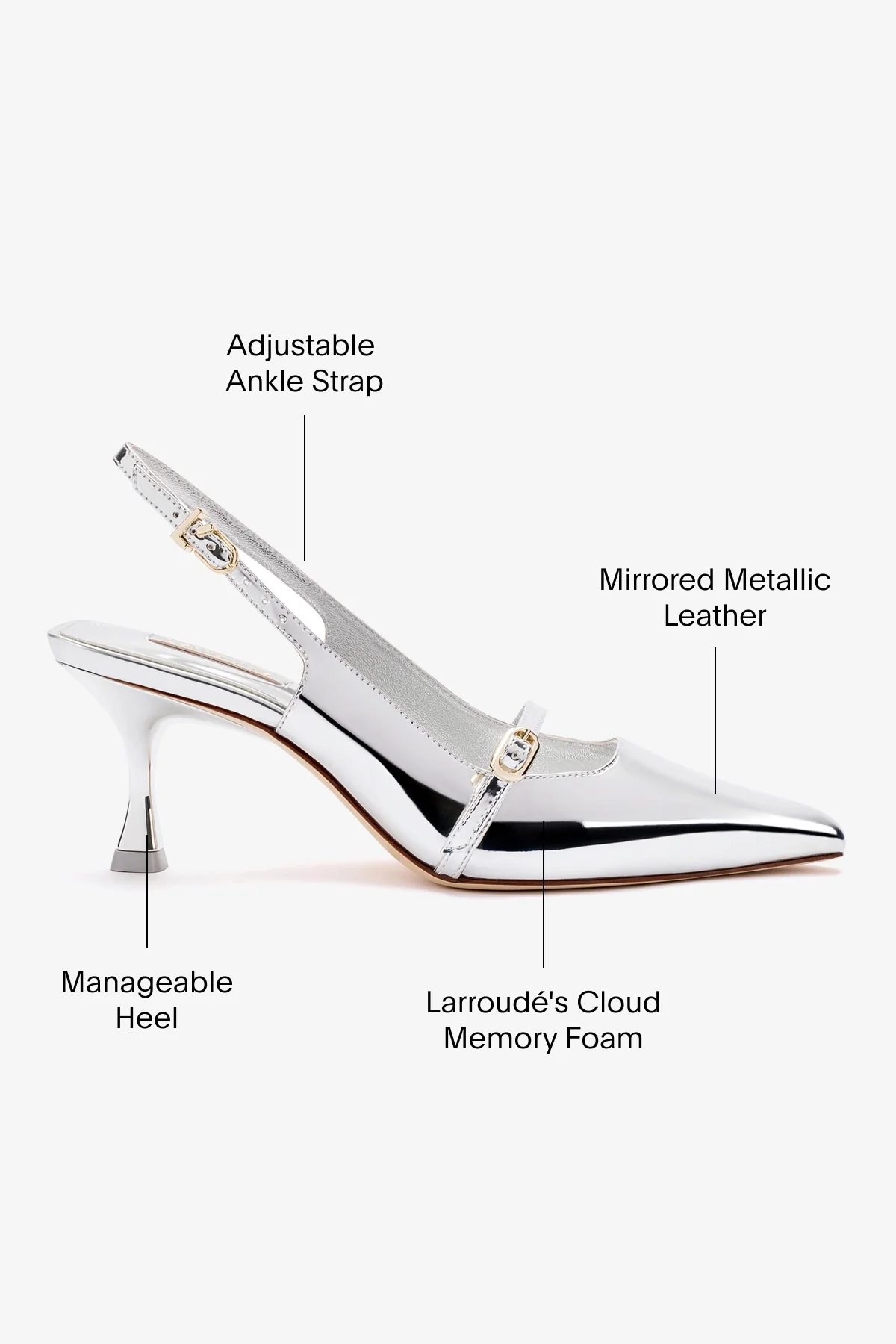 Slingback Ines Espelhado Prateado - Image 5