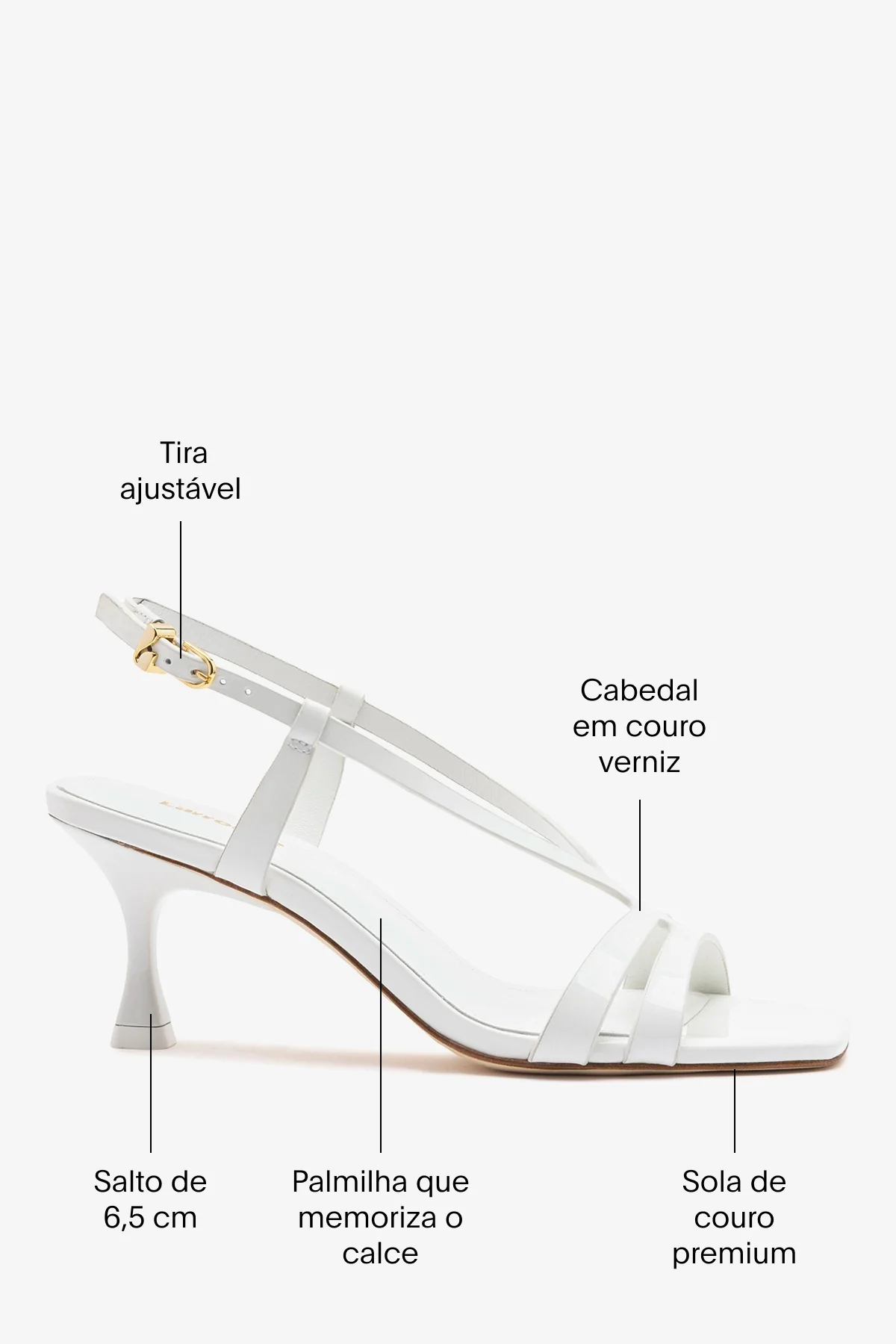 Sandália Daphne Couro Verniz Branco - Image 5