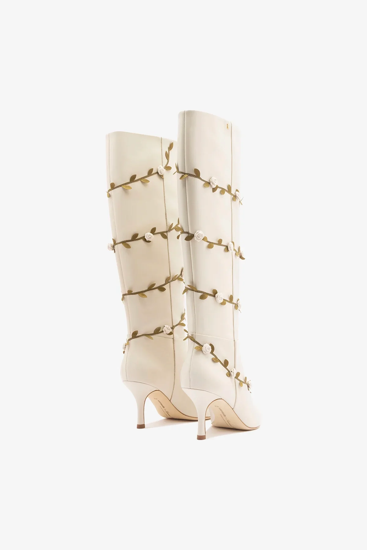 Larroudé x Tanner Fletcher: Bota Kate Mid Rose Vines Couro Off White - Image 7