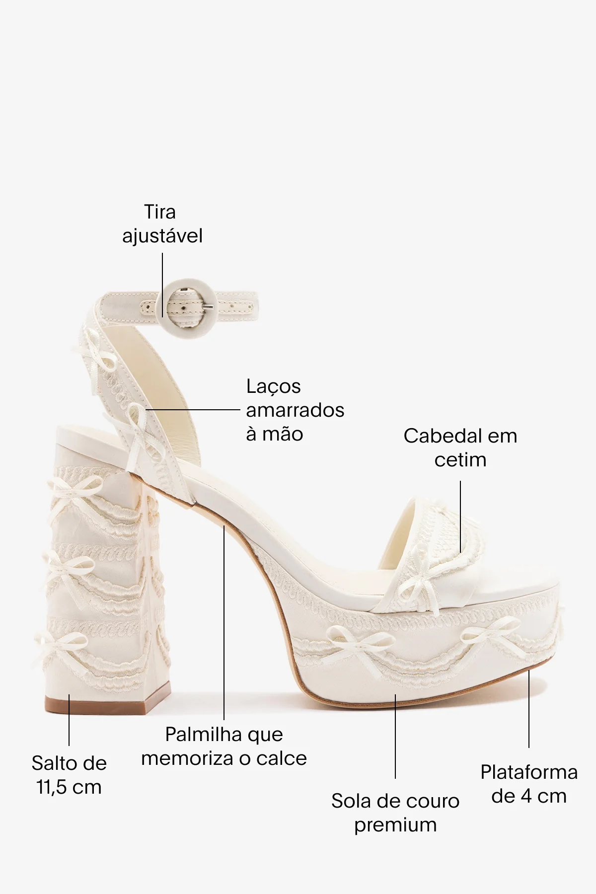 Larroudé x Tanner Fletcher: Sandália Dolly Cake&Lace Cetim Branco - Image 5