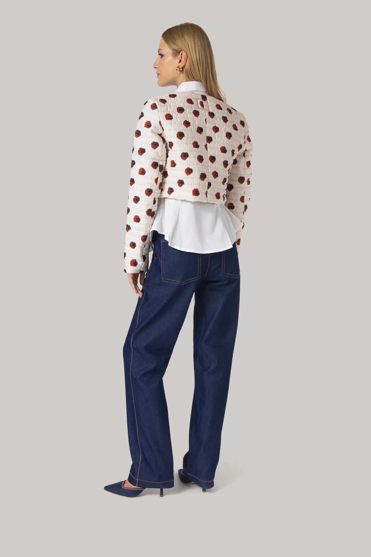 Jaqueta Cropped Gloria Algodão Floral Branco - Image 4
